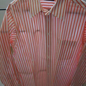 CLAYBROOKE STAIN REPELLENT WRINLE FREE PINPOINT Men's Shirt Orange/White Striped